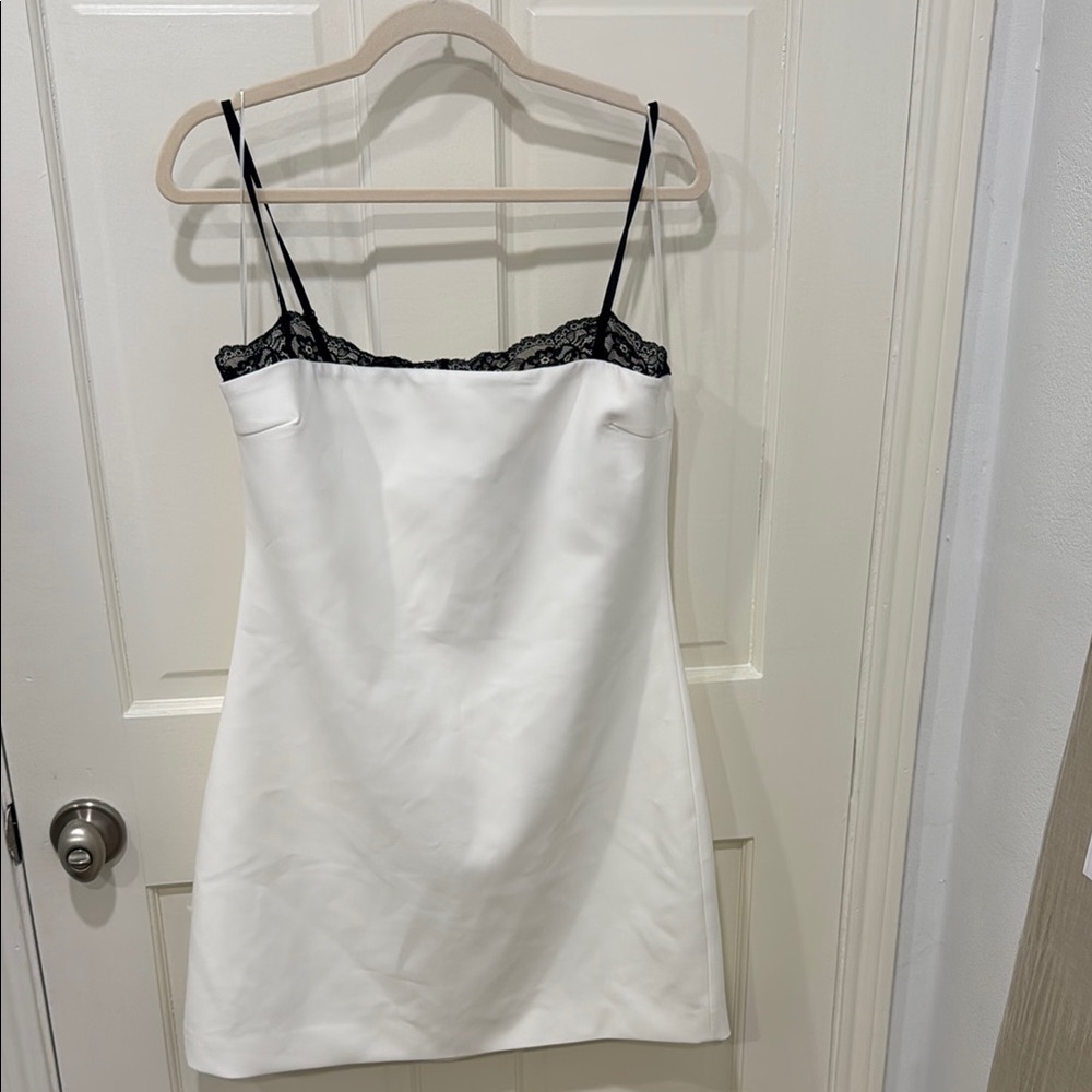 Zara Black and White Mini Dress with Elegant Spaghetti Straps